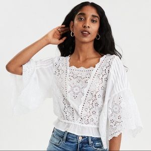 AE Square Neck Flutter Sleeve Top
